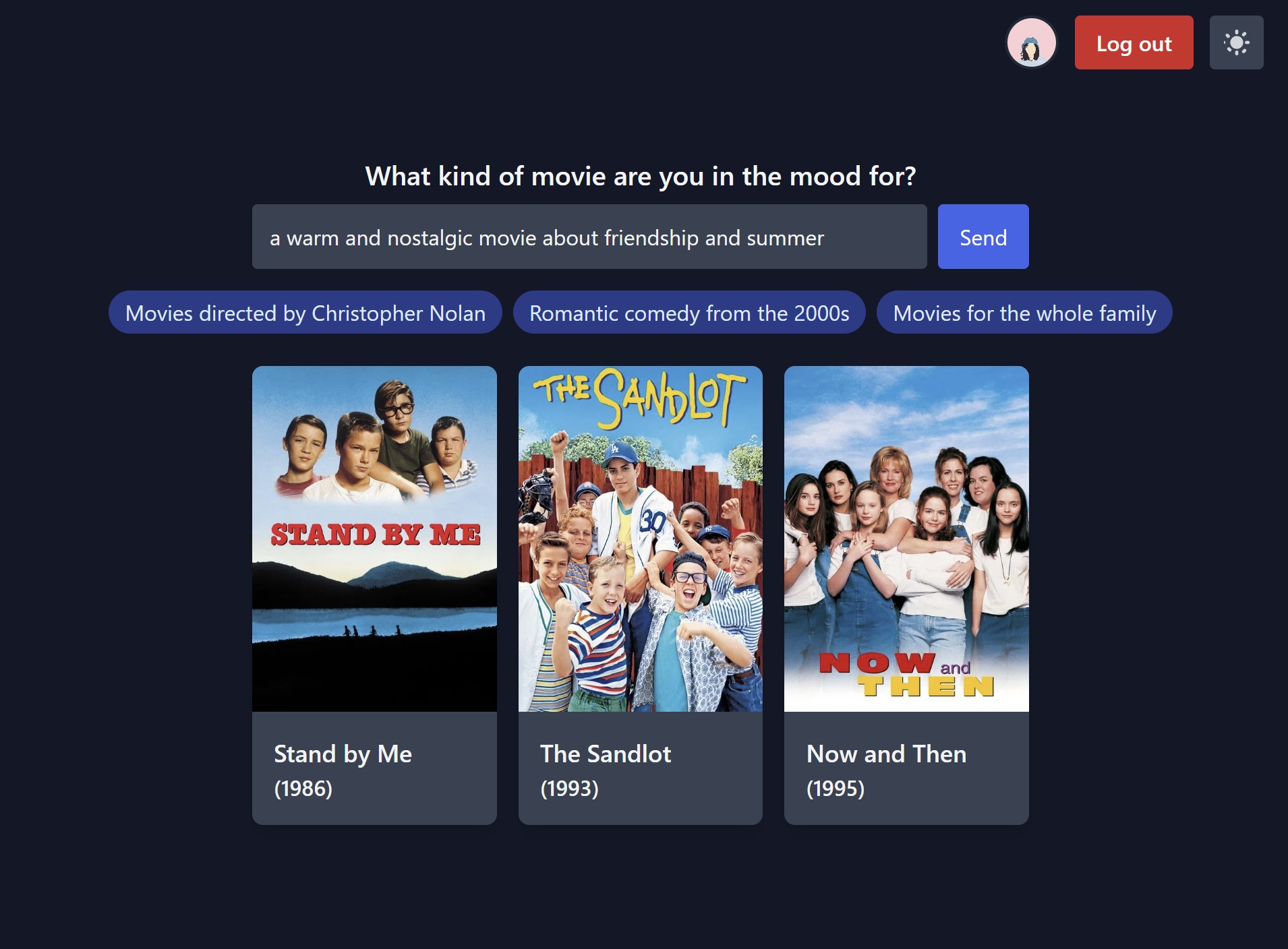 Film recommendations AI
